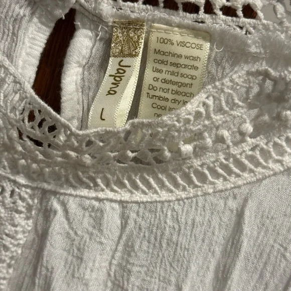 4 for $20: Japna Lace Detail Crinkle Gauze Top - Picture 2 of 4